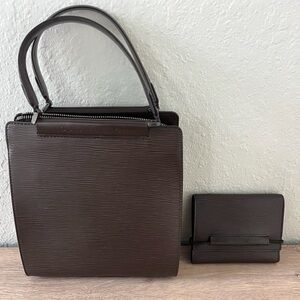 Louis Vuitton EPI Figari brown leather handbag and matching wallet authentic!